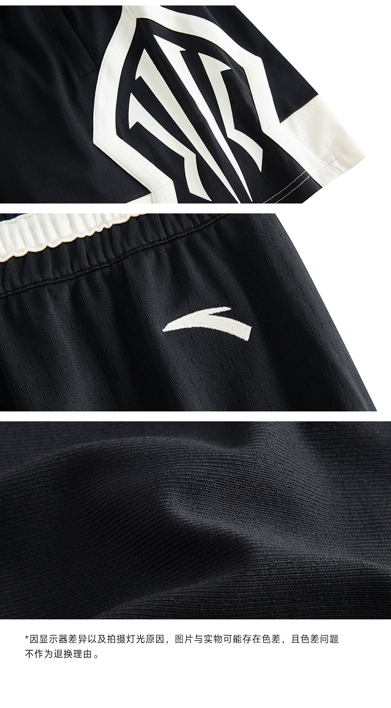 ANTA カイリーアービング クイックドライ バスケットボール ビッグロゴ パンツ ブラック/ホワイト | Kyrie Irving Basketball Game Quick Dry Sports Shorts Black/White